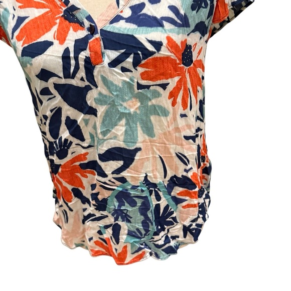 Nic + Zoe Tropical Patchwork Top in Aqua Multi Size XS - Picture 9 of 15